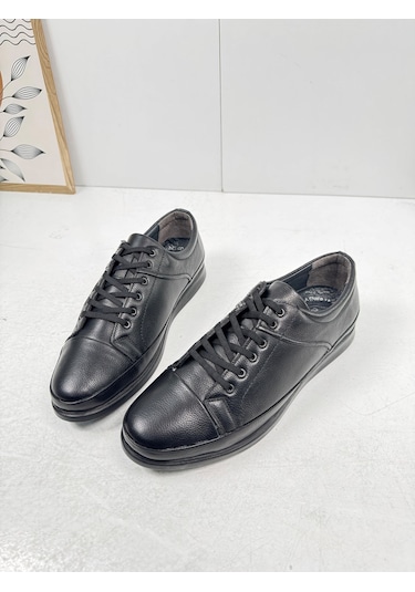 Günlük Erkek İçi Dışı Hakiki Deri Makosen Bağcıklı Kışlık Casual Ayakkabı 153 Siyah