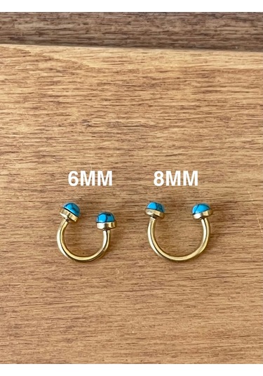 316 L Cerrahi Çelik Anti Alerjik Firuze Taşlı Halka Piercing Altın