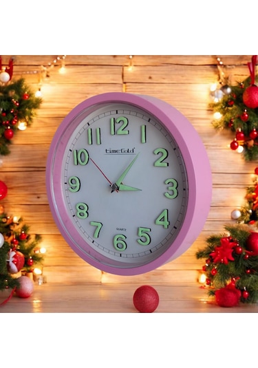 Fosforlu 3d Kabartma Rakam Kız Çocuk Odası Mini Duvar Saati 22 Cm Pembe