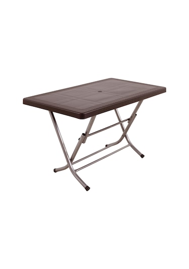 Luna 70x120 Zeugma Rattan Masa Katlanır Metal Ayak Kahverengi