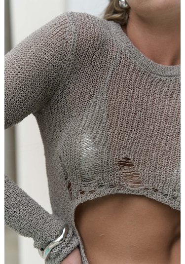 Mai Collection Mai Studios Co. Hanoi İp Detay Vizon Triko Crop Vizon