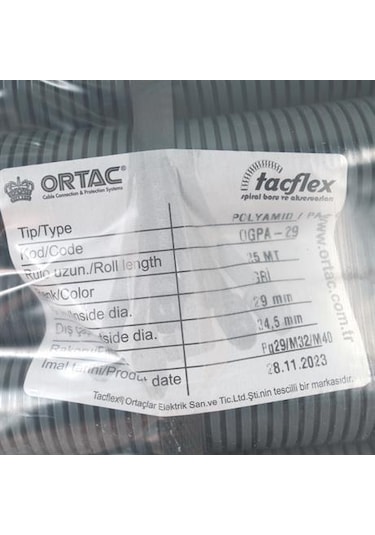 Ortaç Pg-29 Gri Polyamıd Spiral Ogpa-29 1 Paket 25 Metre