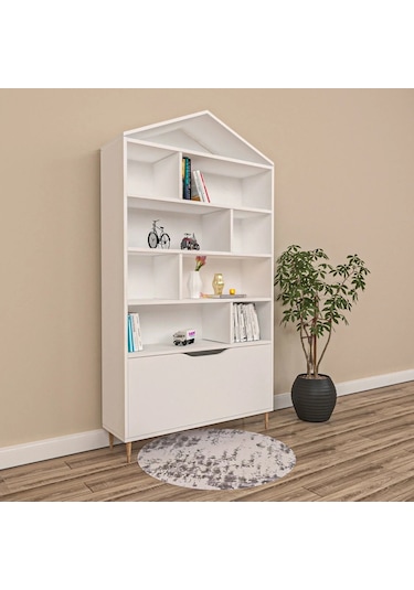 Ege Çatılı Kitaplık Mdf Antrasit