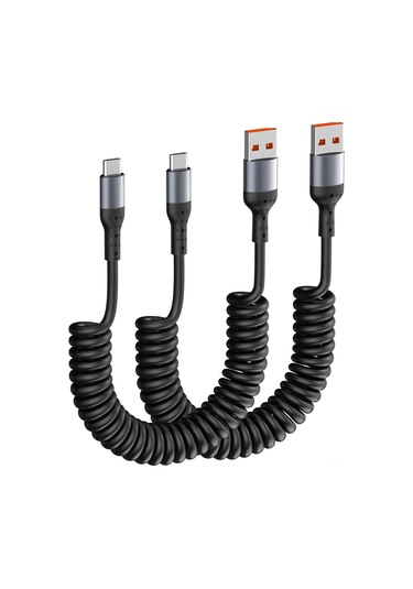 Honmex 2 Adet Siyah 66w Carplay Destekli Usb-a To Usb-c Geri Çekilebilir Çelik Kablosu - Hızlı Şarj Ve Veri Transferi - Araç, Ev, Ofis Kullanıma Uygun