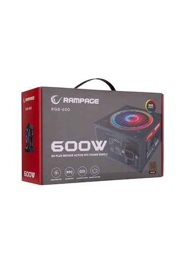 Rampage RGB-600 600W 80+ Bronze 12 CM RGB Fanlı Güç Kaynağı