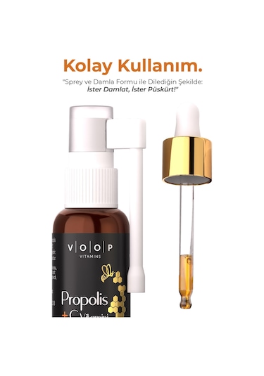 Voop Propolis C Vitamini Damlalıklı Sprey Takviye Edici Gıda 20 ML