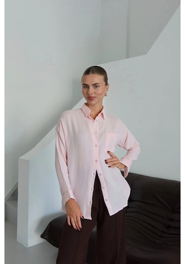 Kazax Tek Cepli Müslin Gömlek Pembe Pt Pembe