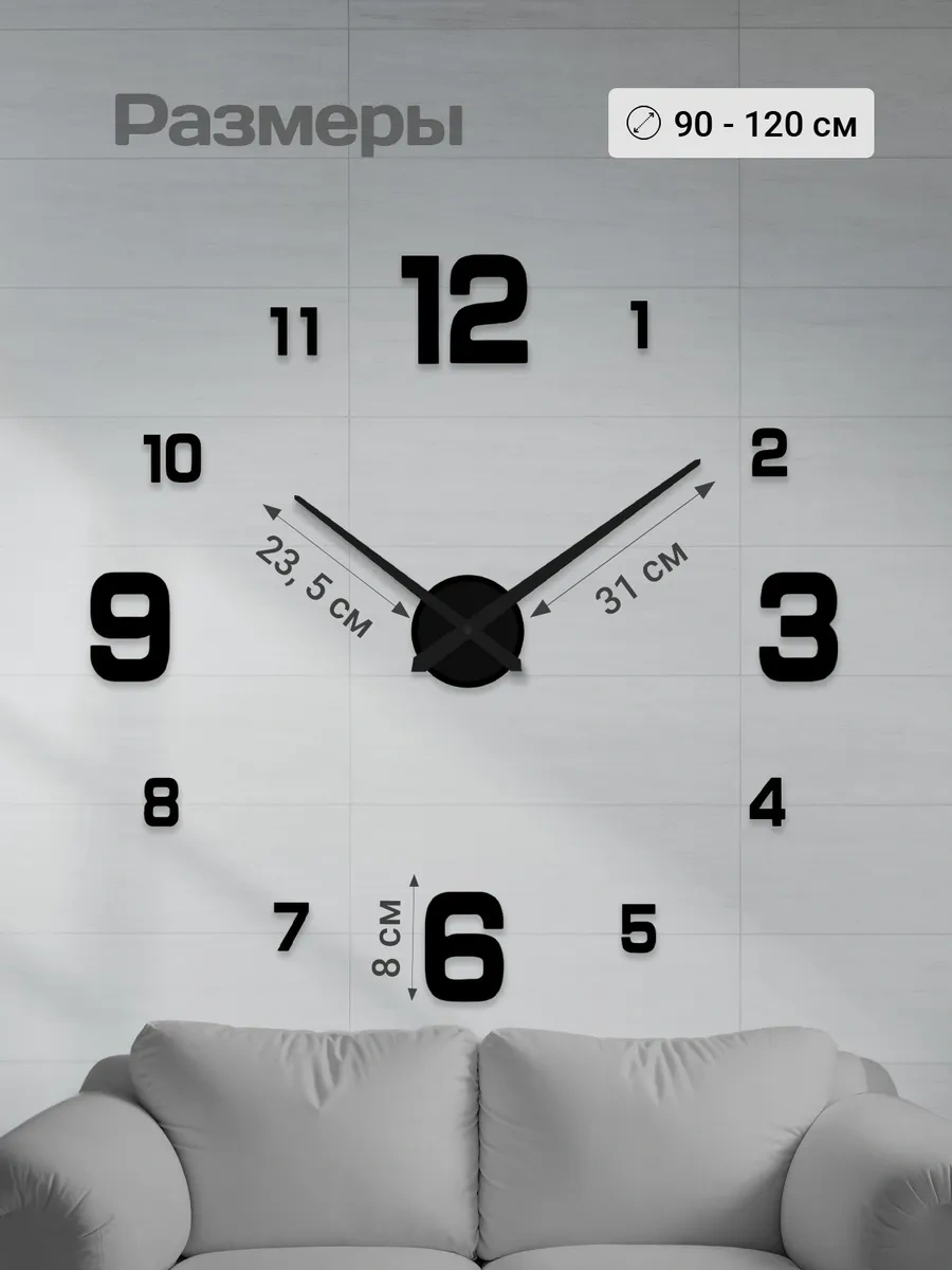 Artclock Duvara Monte İç Mekan Büyük Rakamlı Duvar Saati 261097516 Siyah