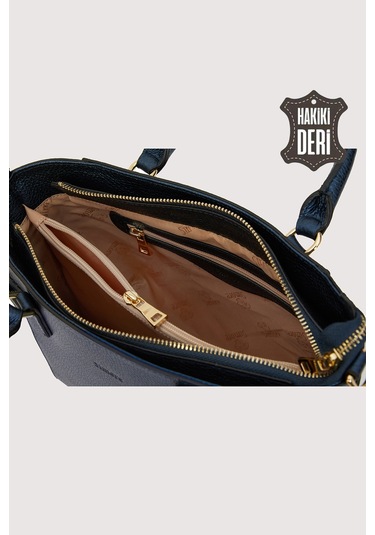 Hakiki Deri Kadın El Çantası Lacivert Smr7922 Lacivert