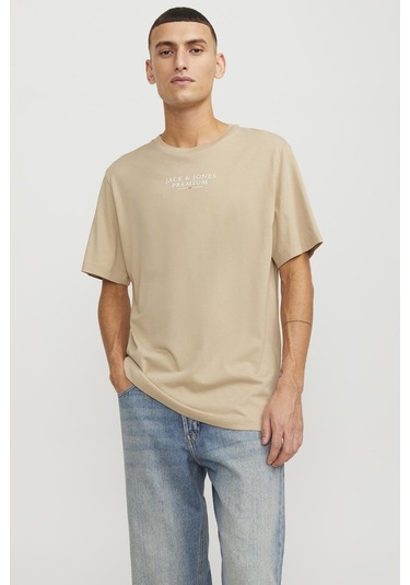 Jack & Jones Erkek T Shirt 12217167 Ekru