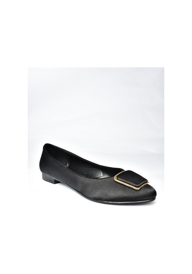 Fox Shoes P726776304 Siyah Saten Kumaş Kadın Babet Siyah