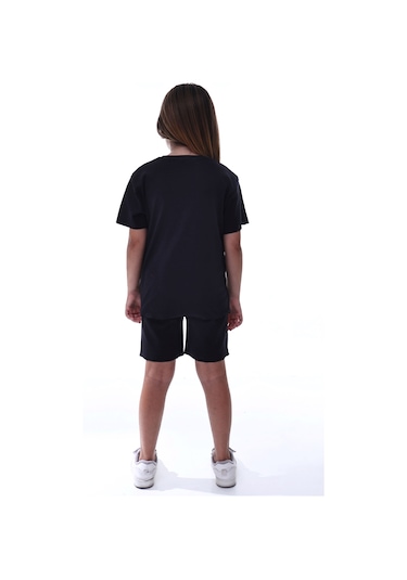 Ribana Beybi Overlok Detaylı Kuromi Nakışlı Alt-üst Takım Lacivert