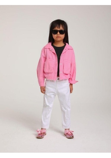 Kız Bebek Pamuklu İnce Dokulu Ceket-15123 Pembe
