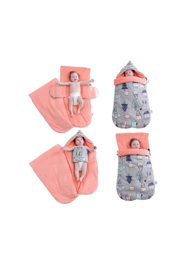 Maiyame Bebe Uyku Çantası - Pamuklu Bebek Battaniye, Çekmeceli Tasarım, Kol Ve Karın Bağı, Kelebek Desenli, Yorgan Değiştirme Kolaylığı, Sonbahar-kış Isısı, Bebek Arabası Battaniyesi Turuncu