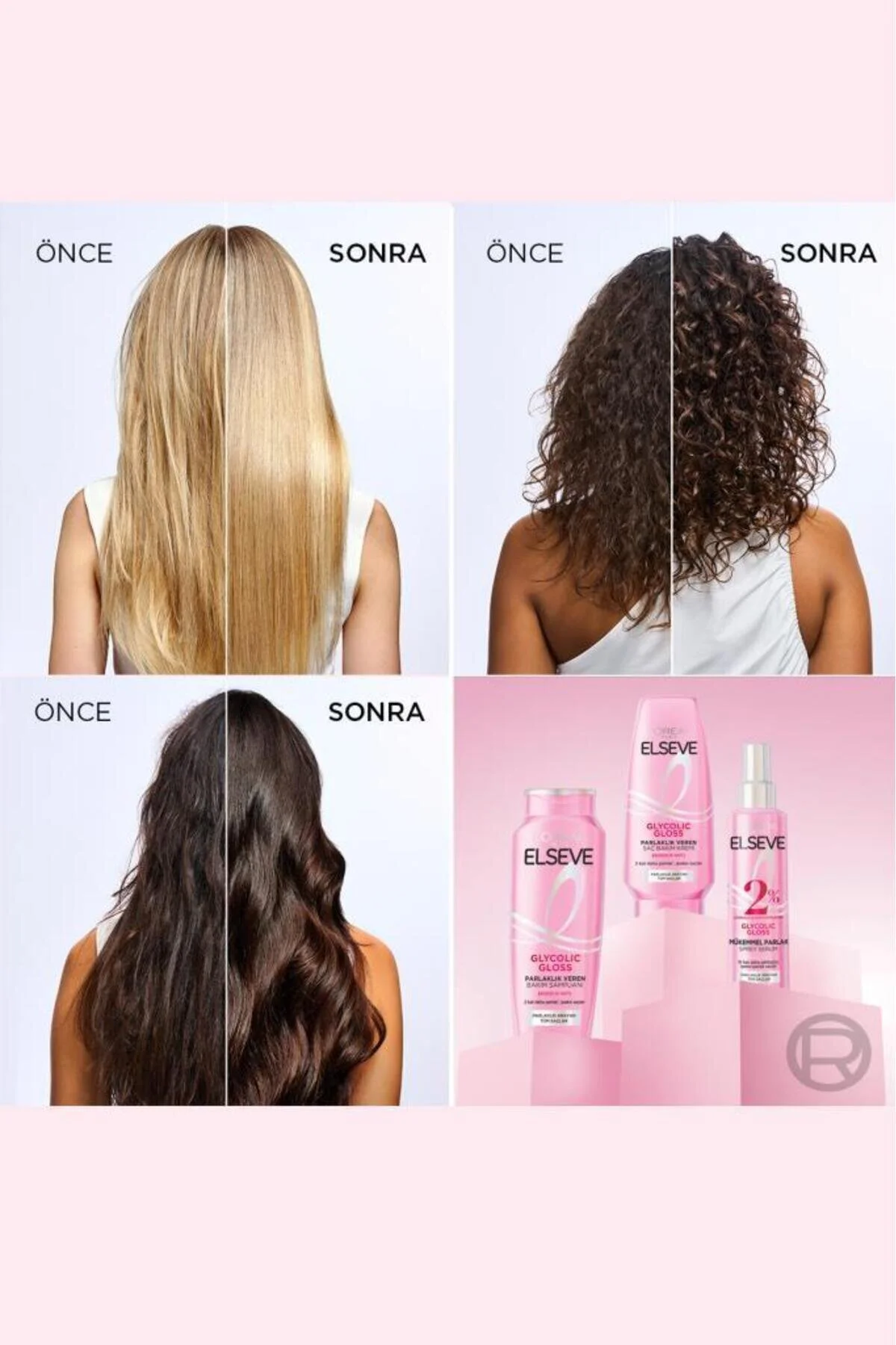 Elseve Glycolic Gloss Mükemmel Parlaklık Veren Saç Bakım Sprey Serumu 150ml