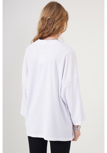 Bigdart 5862 Örme Kimono - Beyaz 001