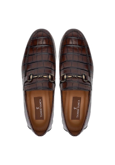 Tamer Tanca Erkek Hakiki Deri Kahverengi Loafer Ayakkabı 183 30351 Erk Ayk Y24 Kahve Kroko Kahverengi