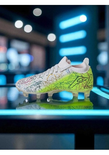 Trendyshose 252153 Çivili Rahat Çim Saha Krampon Ayakkabı Beyaz-yesıl