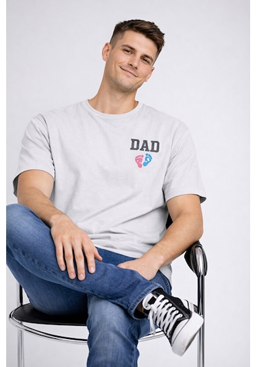 Nevermind Anne Baba Kombini Mom Dad Baskılı Çift Tişört Oversize Unisex 2 L Antrasit