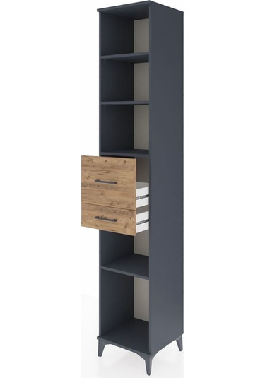 Hyperion Dolap 4 Raflı 2 Çekmeceli 44x44x243 Antrasit-çam Antrasit
