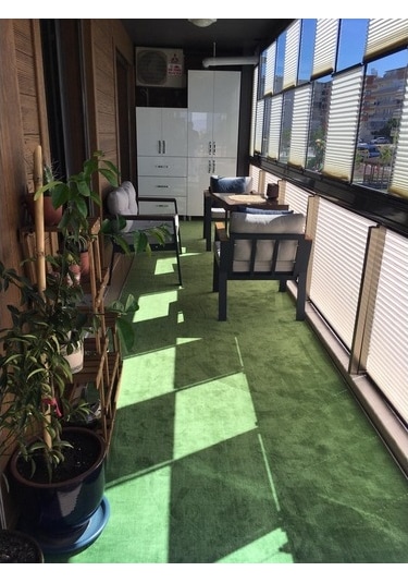 Yeşil Protokol Halı Özel Kesim Kaymaz Tabanlı Balkon Halısı (427038973)