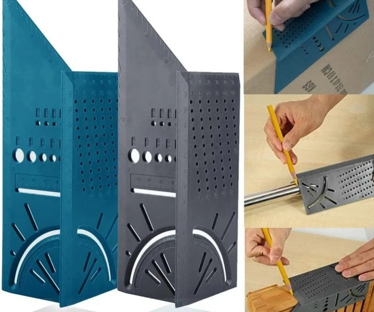 Folinda Ahşap İşleri İçin 200mm X 60mm Abs Plastik Açı Çizgili Ölçü Çubuğu - 20 ,45 ,75 Açıları, Çift Ölçek Ve Delikli Tasarım