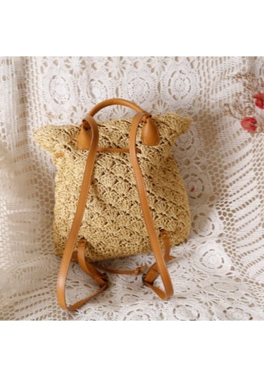 Arion Kağıt İplik Hasır Sırt Çantası Str-1203 Bej