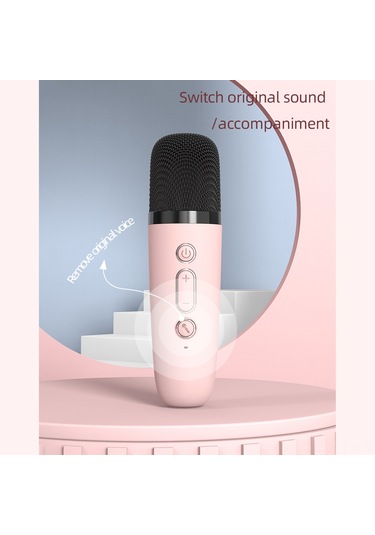 Jeemson P2 Modeli Pembe Bluetooth Hoparlör, İki Mikrofonlu Karaoke Sistemi, Echo Efekti, 2000mah Pil