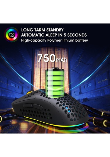 Vkemall "hxsj T90 3 Modlu Kablosuz Fare: Rgb Aydınlatma, 5 Dpı Seviyesi, 750mah Pil" 001
