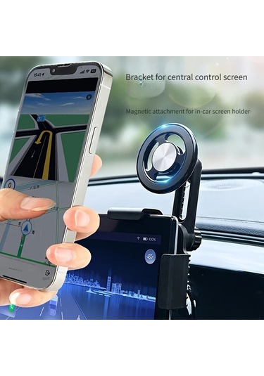 Sunshine011 Siyah Manyetik Tesla Araç İçi Telefon Tutucu, Çok Açılı Ayarlanabilir Güçlü Mıknatıs