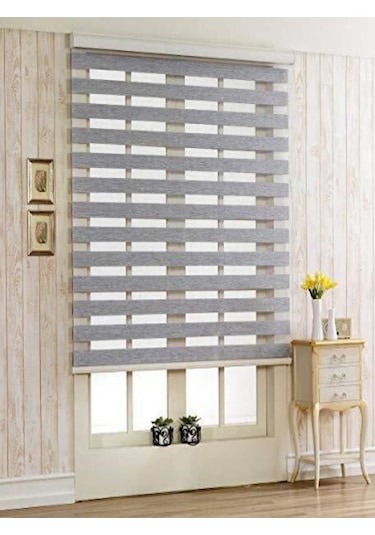 Gri Stor Zebra Perde Oygusuz Gri