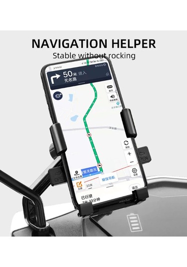 Otommatik Model Motosiklet Telefon Tutucu Ayna Bağlantılı - 9091864524000ynt