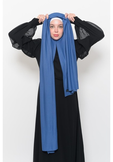 Hazır Pratik Geçmeli Lüks Organik Düz Penye Şal Çapraz Hizalı-kont Rengi