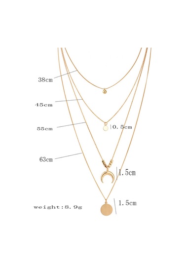 Xindoker Bohem Style Kadın Kolye, Dört Katlı Farklı Pandomalı, Gümüş Renk, Zarf Boyu Seçenekli, İnce Klavikül Gösterir Silver