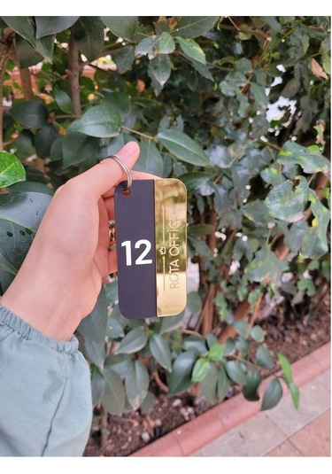 10 Adet Kişiselleştirilebilir Anahtarlık, Otel, Pansiyon, Yurt, Butik Otel, Bungalov Otel Siyah