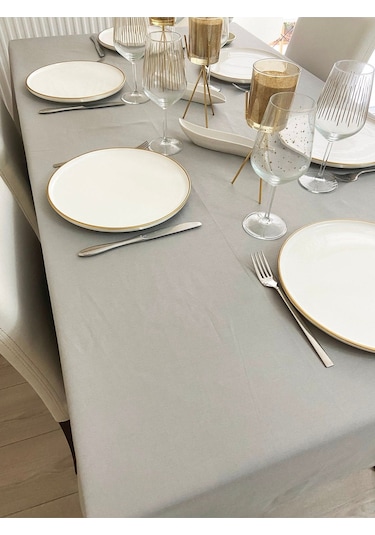 Sıvı Geçirmez Dertsiz Masa Örtüsü Gri