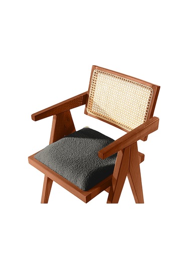 Luna Pergel Hazeranlı Model Hasırlı Natural Ahşap Sandalye Ceviz - Antrasit