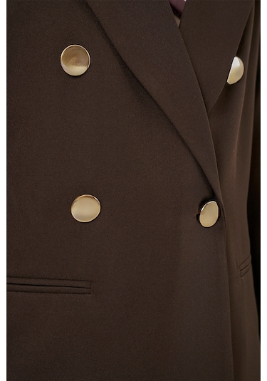 Bigdart Kadın Kruvaze Yaka Blazer Ceket 0722 - Kahverengi