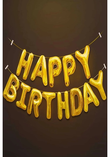 Happy Birthday Folyo Balon Gold Doğum Günü Set