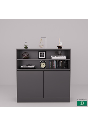 Çok Amaçlı Saklama Dolabı Kapaklı Ve Raflı Antrasit