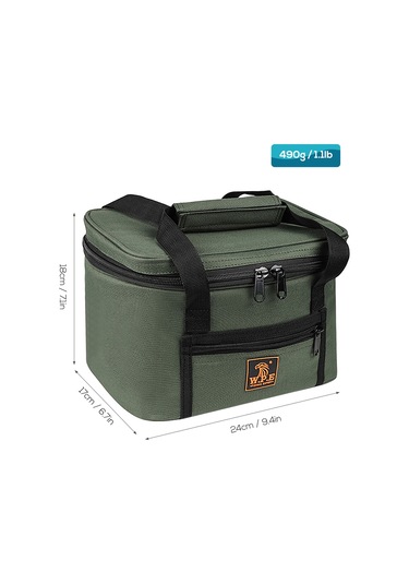 Ranyeek Balıkçılık Soğutucu Çanta - 600d Oxford Kumaş + Alüminyum Folyo, Yeşil, 24x17x18 Cm Küçük Boy Çok Renkli