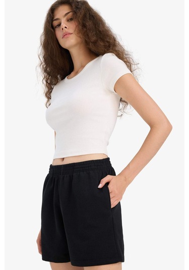 Defacto Regular Fit Beli Lastikli Basic Düz Şort F6803ax25hsbk81 Siyah