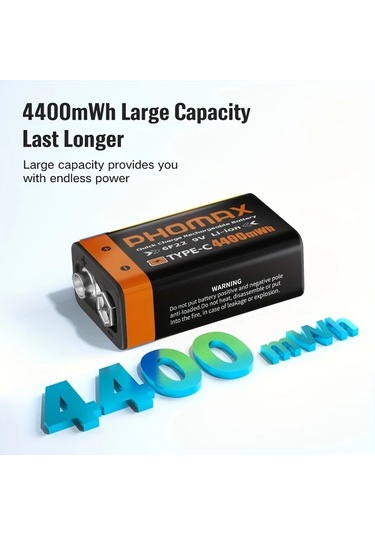 Willowhaven Phomax 9v 4400mwh 2 Adet Şarj Edilebilir Lityum Pil 6f22