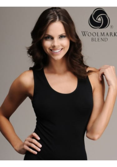 Kadın Biyeli Ribana Yün Kalın Askılı Atlet Siyah 001