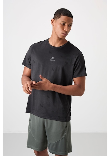 Tommy Life Siyah Polyester Jakarlı İnce Esnek Standart Fit Erkek T-shirt - 88397 001