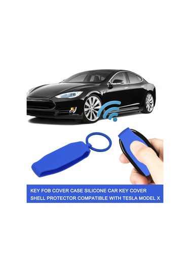 Tenfowee Tesla Model X Anahtarlık Kılıfı - Çizilmelere Karşı Koruma, Silikon Malzeme, Mavi Renk Seçeneği