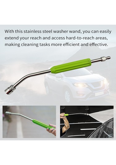 Tenfowee Paslanmaz Çelik Uzatma Çubuğu - 55cm Yeşil - 1/4" Hızlı Bağlantılı Basınçlı Yıkama Aksesuarı