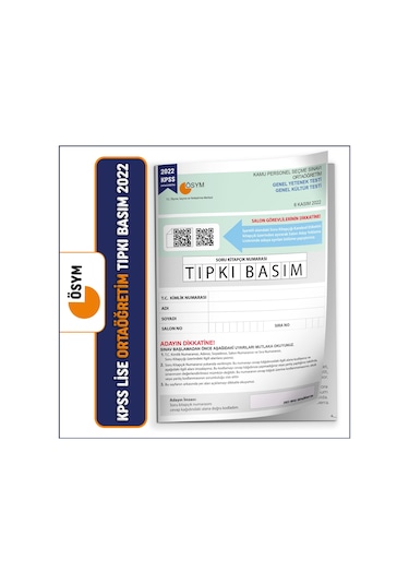 2022 Kpss Ortaöğretim/lise Ösym Tıpkı Basım Türkiye Geneli Dijit...