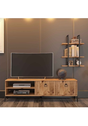 Avmpark Yanke Tv 150 Atlantik Çam Metal Raflı