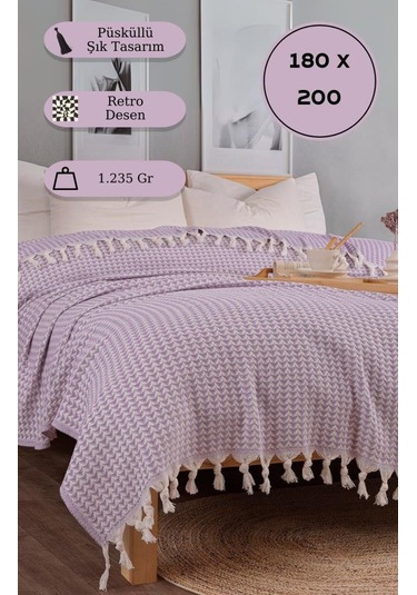 Battaniye Pamuk Piramid 180x200 Cm Lila